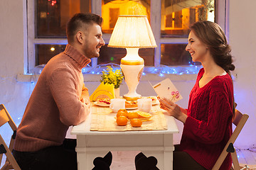 Image showing Portrait of romantic couple at Valentine\'s Day dinner