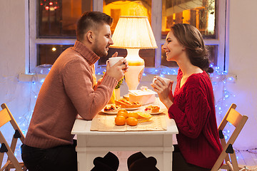 Image showing Portrait of romantic couple at Valentine\'s Day dinner