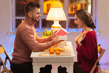 Image showing Portrait of romantic couple at Valentine\'s Day dinner