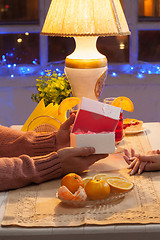 Image showing Portrait of romantic couple at Valentine\'s Day dinner