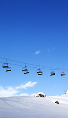 Image showing Chair-lift and blue sky at evening