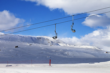 Image showing Chair-lift at ski resort