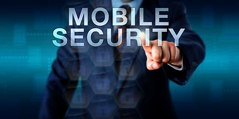 Image showing Supervisor Touching MOBILE SECURITY Onscreen