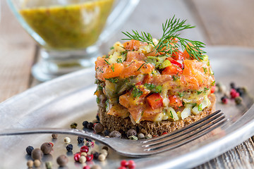 Image showing Tartare with salmon.