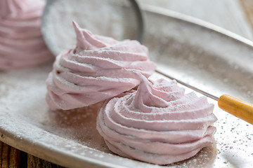 Image showing Low calorie dessert - homemade marshmallows.