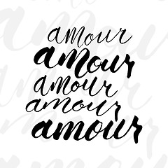 Image showing Five variations writing of Amour word.