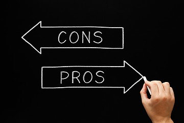 Image showing Pros Cons Arrows Blackboard