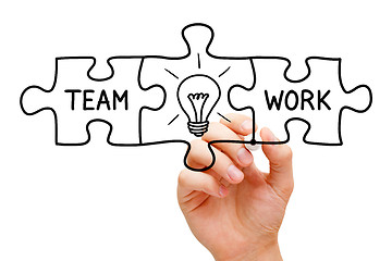 Image showing Teamwork Great Idea Puzzle Concept