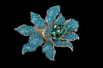 Image showing Colorful gem brooch brooch in the form of a flower 