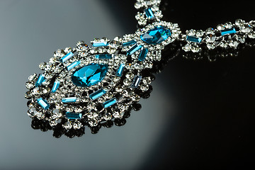 Image showing Necklace with large jewels. on black background
