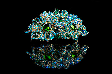 Image showing Colorful gem brooch brooch in the form of a flower 