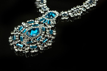 Image showing Necklace with large jewels. on black background