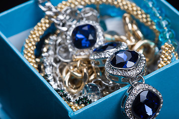 Image showing Bracelet with blue stones in a box 