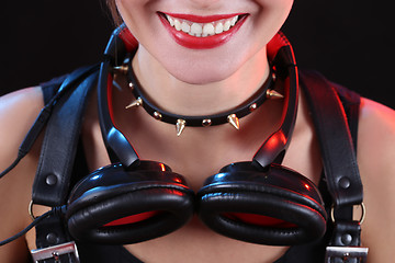 Image showing Expressive girl in headphones