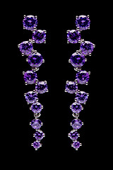 Image showing earring with colorful purple gems 