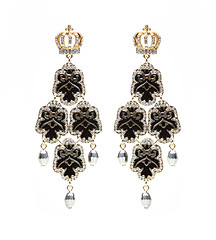 Image showing earrings with black stones on the white