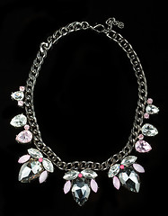 Image showing Necklace with large jewels. on black background