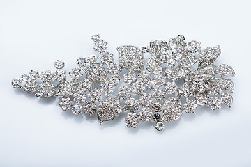 Image showing silver brooch with diamonds 