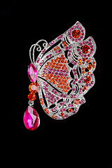 Image showing a golden butterfly gem encrusted brooch