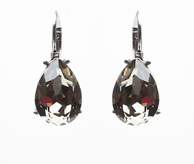 Image showing earrings with black stones on the white