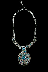 Image showing Necklace with large jewels. on black background