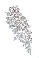 Image showing silver brooch with diamonds 