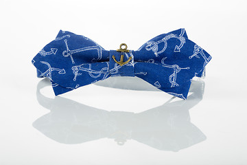 Image showing blue bow tie with anchors 