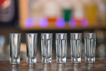 Image showing Empty glasses ready for use in the bar