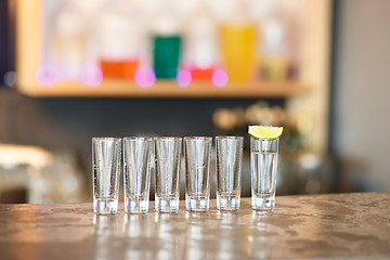 Image showing Empty glasses ready for use in the bar