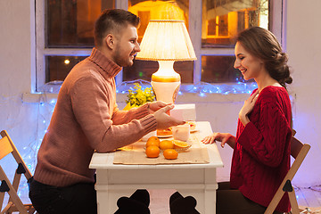 Image showing Portrait of romantic couple at Valentine\'s Day dinner