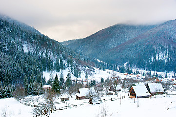 Image showing Carpathians village in the winter