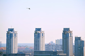 Image showing Copter over the city