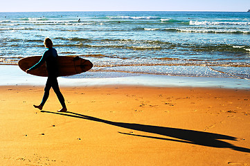Image showing Surfer silhouette female