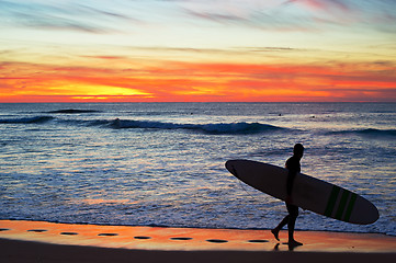 Image showing Surfer with longboard