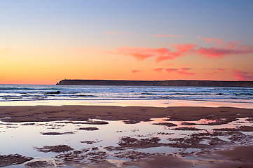 Image showing Varicolored ocean sunset, Portugal