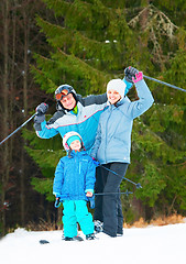 Image showing Family at ski resort