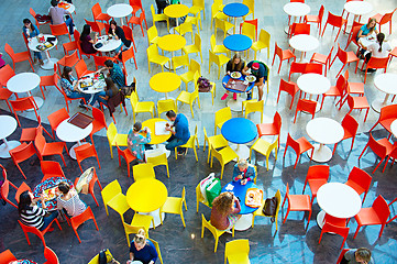 Image showing Top view of a food court