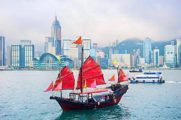 Image showing Famous Hong Kong sailboat