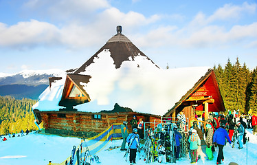 Image showing Outdoor ski resort restaurant