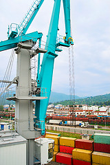 Image showing Crane in industrial port
