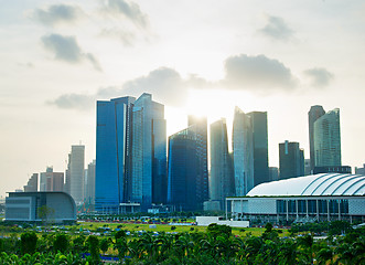 Image showing Singapore downtown at sunset