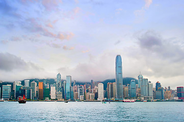 Image showing Hong Kong  downtown at sunset