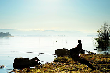 Image showing Fishing on the lake
