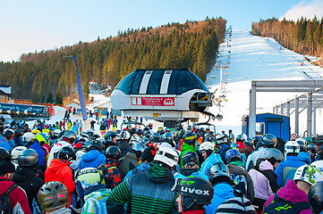 Image showing Crowded ski resort, Bukovel