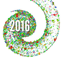 Image showing 2016 background confetti flying in a spiral