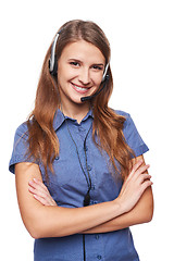 Image showing Support phone operator in headset