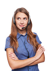 Image showing Support phone operator in headset