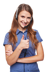 Image showing Support phone operator in headset