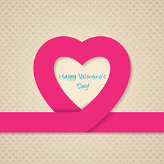 Image showing Pink heart ribbon valentine day greeting card