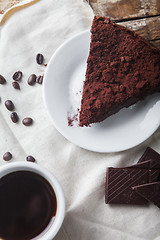 Image showing Chocolate cake and coffee